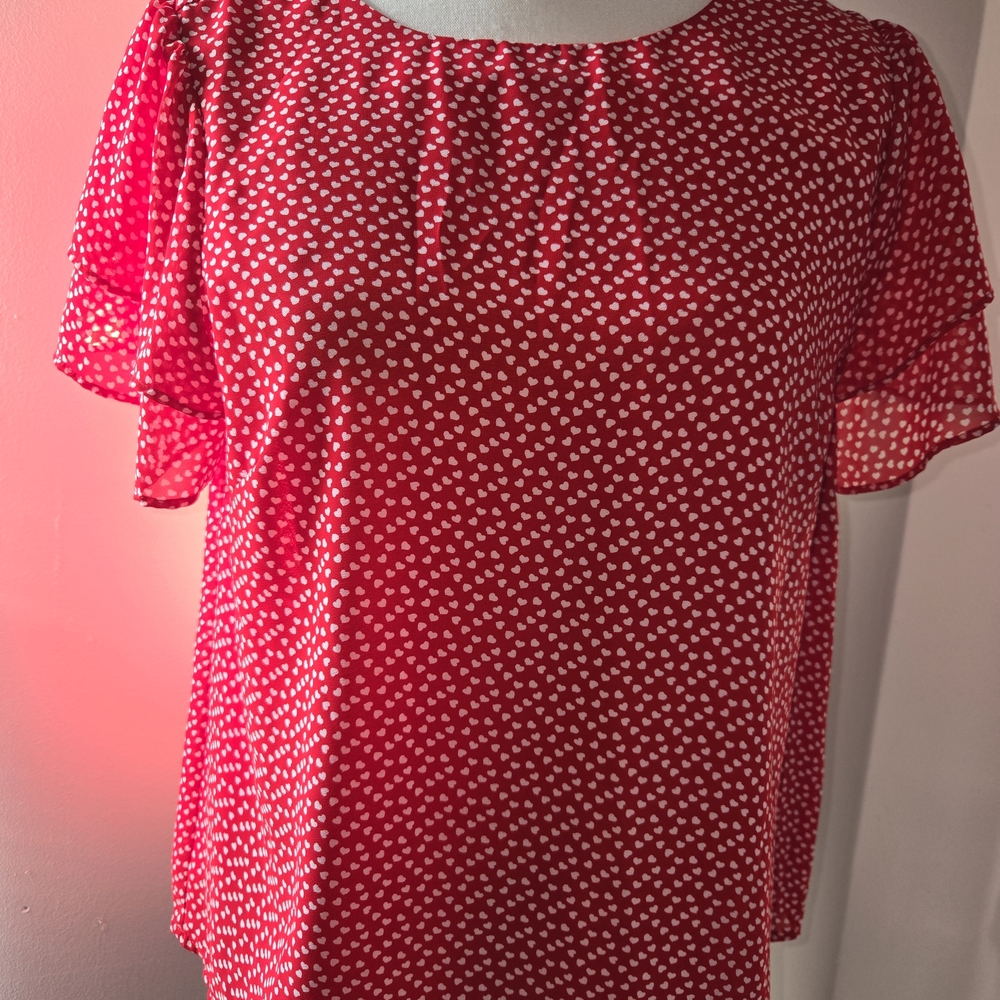 Aqua Pink Ruffled Blouse with Peter Pan Collar